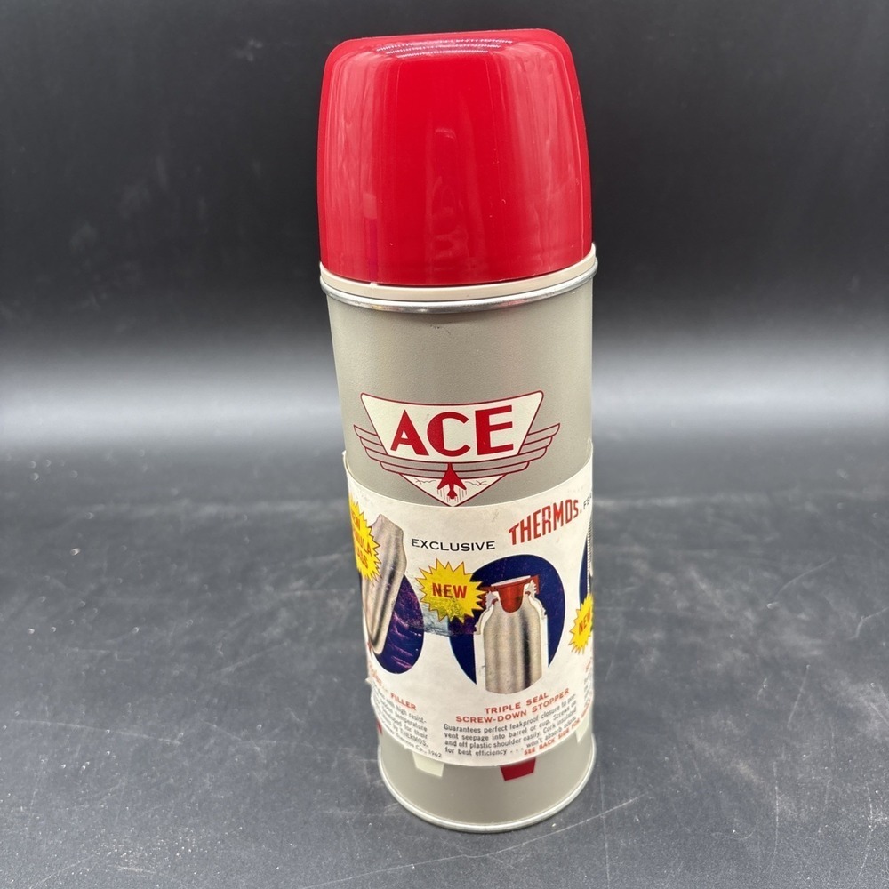 Ace Hardware Thermos Vacuum Bottle Red Top Gray Body New Never Used